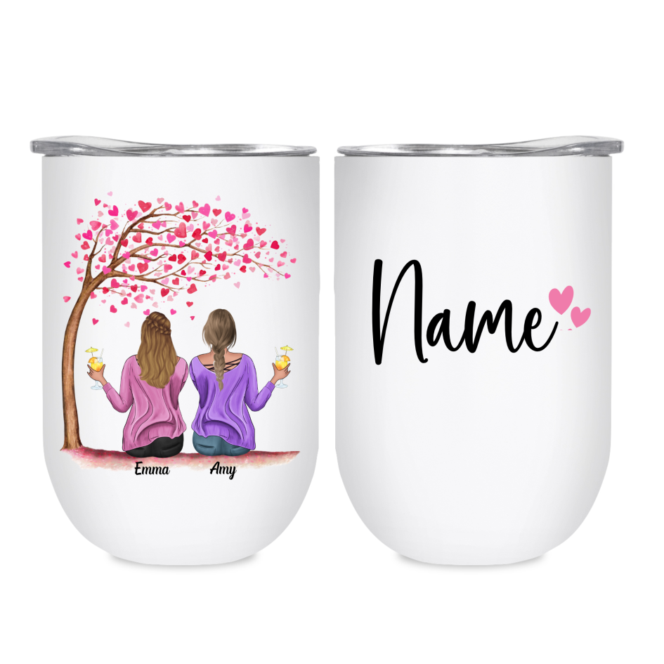 Best Friends / Sister Tumbler - Personalised with name and hearts