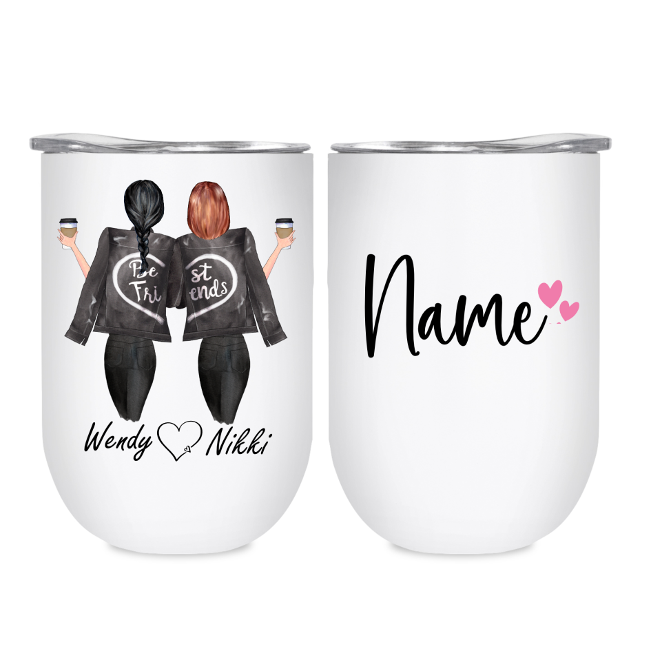 Best Friend / Sister Tumbler - Personalised with name + hearts